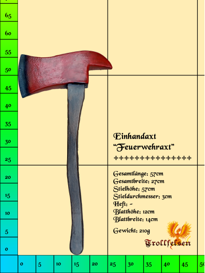 Feruerwehraxt LARP Axt Einhand Trollfelsen Maße Feruerwehraxt LARP Axt Einhand Trollfelsen Maße
